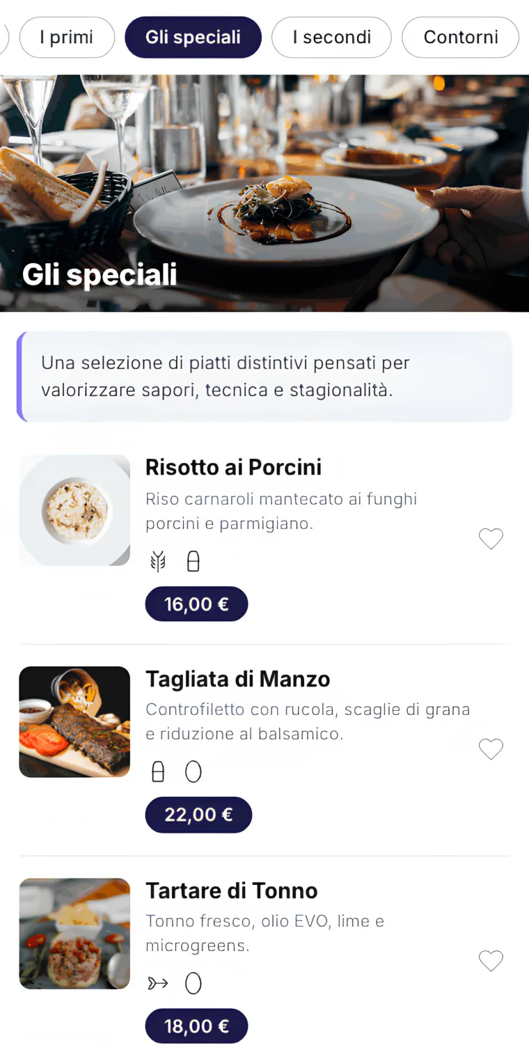 Menu ristorante